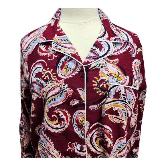 NWOT Liz Claiborne Women's XXLARGE Pajama Set Burgundy Paisley Sleep Lounge Wear - Picture 3 of 16